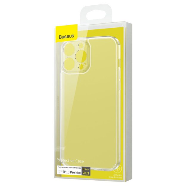 Baseus Frosted Glass Case Cover for iPhone 13 Pro Max Hard Cover with Gel Frame Transparent (ARWS000202) 4