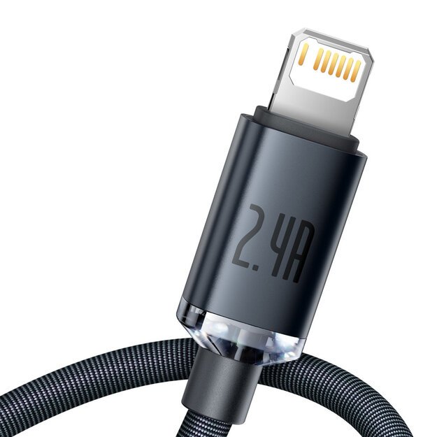 Baseus Crystal Shine Series cable USB cable for fast charging and data transfer USB Type A - Lightning 2.4A 2m black (CAJY000101) 1