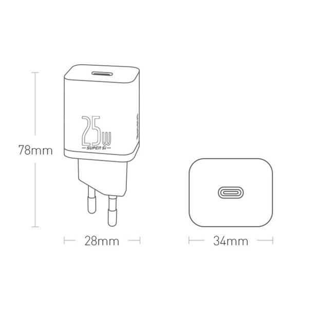 Baseus Super Si 1C fast wall charger USB Type C 25W Power Delivery Quick Charge white (CCSP020102) 12