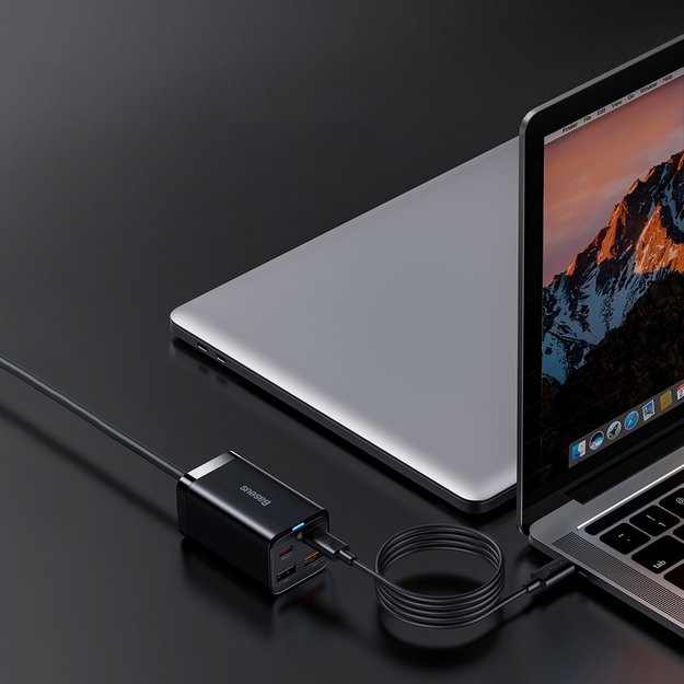 Baseus GaN3 Pro fast charger GaN 2 x USB Type C / 2 x USB 65W PD, QC4.0+, AFC, PPS + cable USB Type C - USB Type C 1m black (CCGP040101) 13