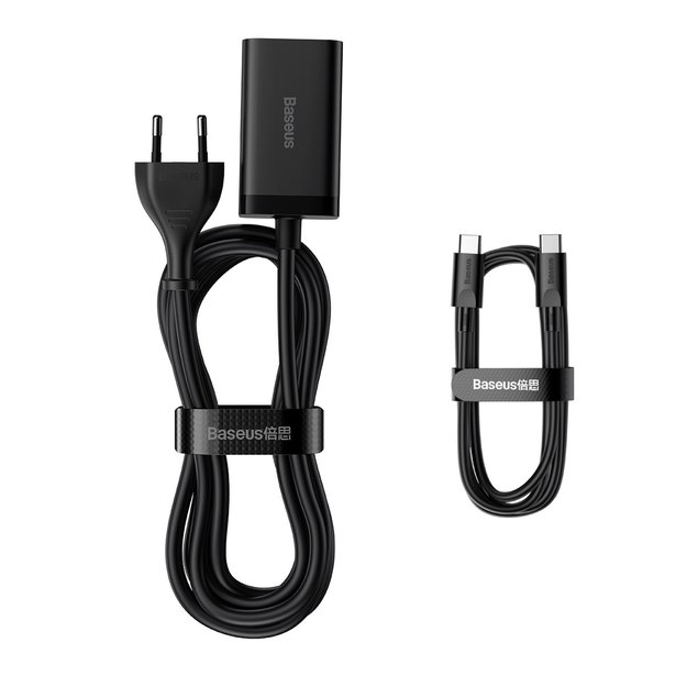 Baseus GaN3 Pro fast charger GaN 2 x USB Type C / 2 x USB 65W PD, QC4.0+, AFC, PPS + cable USB Type C - USB Type C 1m black (CCGP040101) 8