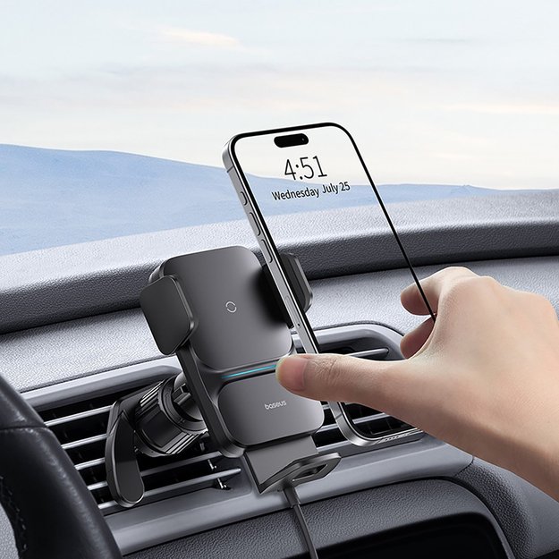 Baseus Wisdom Inductive Charger Car Phone Holder for Grille Black (CGZX000001) 9