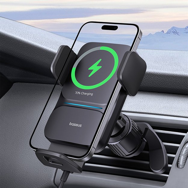Baseus Wisdom Inductive Charger Car Phone Holder for Grille Black (CGZX000001) 11