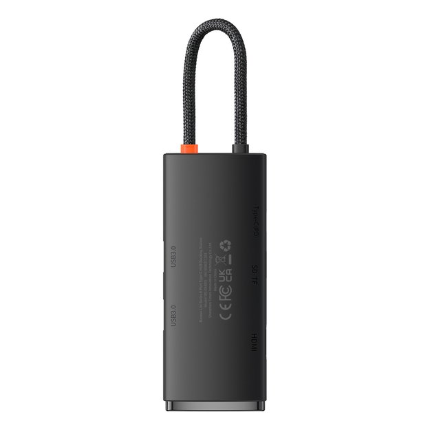 Baseus Lite Series multifunctional HUB USB Type C - 2 x USB 3.0 / USB Type C PD / HDMI 1,4 / SD / TF black (WKQX050101) 3
