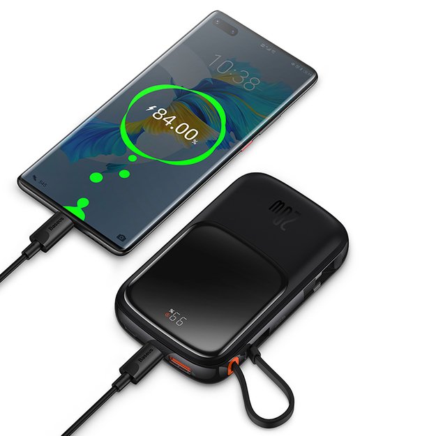 Baseus Qpow power bank 10000mAh built-in USB Type-C cable 22.5W Quick Charge SCP AFC FCP white (PPQD020102) 15