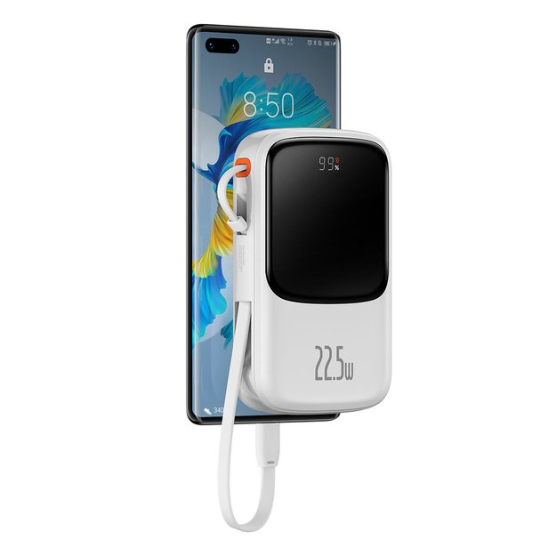 Baseus Qpow power bank 10000mAh built-in USB Type-C cable 22.5W Quick Charge SCP AFC FCP white (PPQD020102) 6