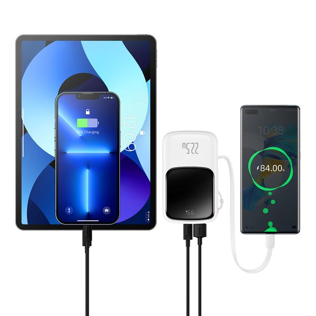 Baseus Qpow power bank 10000mAh built-in USB Type-C cable 22.5W Quick Charge SCP AFC FCP white (PPQD020102) 11