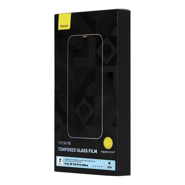 Baseus Full Screen Tempered Glass for iPhone 14 Pro Max with Speaker Cover 0.4mm + Mounting Kit 4