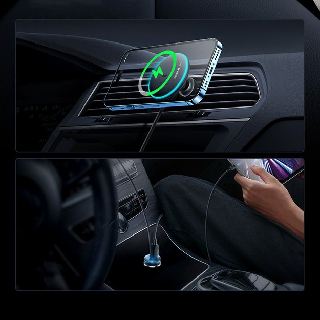 MagSafe 15W USB C 25W Baseus CW01 inductive car charger - black 12