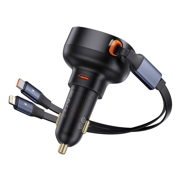 Baseus Enjoyment USB-C car charger with USB-C / Lightning 60W cable - black 2