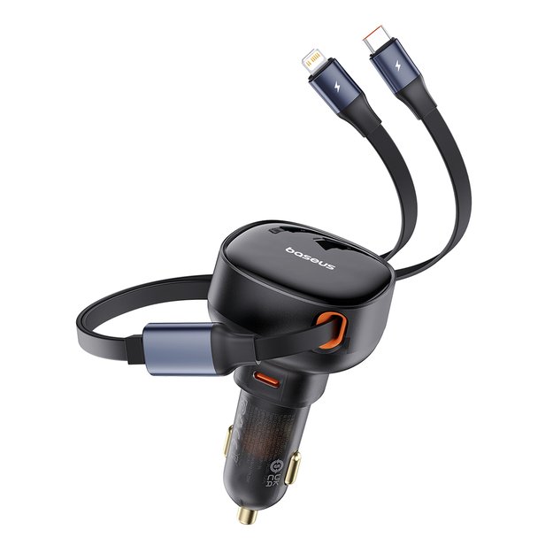 Baseus Enjoyment USB-C car charger with USB-C / Lightning 60W cable - black 7