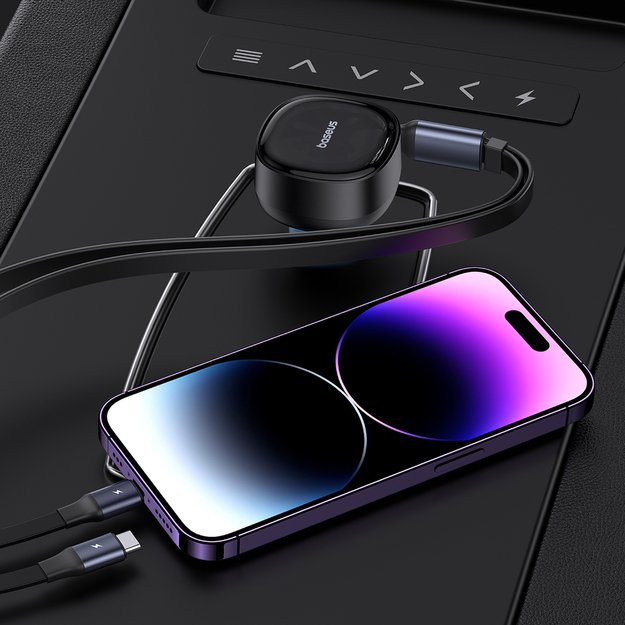 Baseus Enjoyment USB-C car charger with USB-C / Lightning 60W cable - black 8