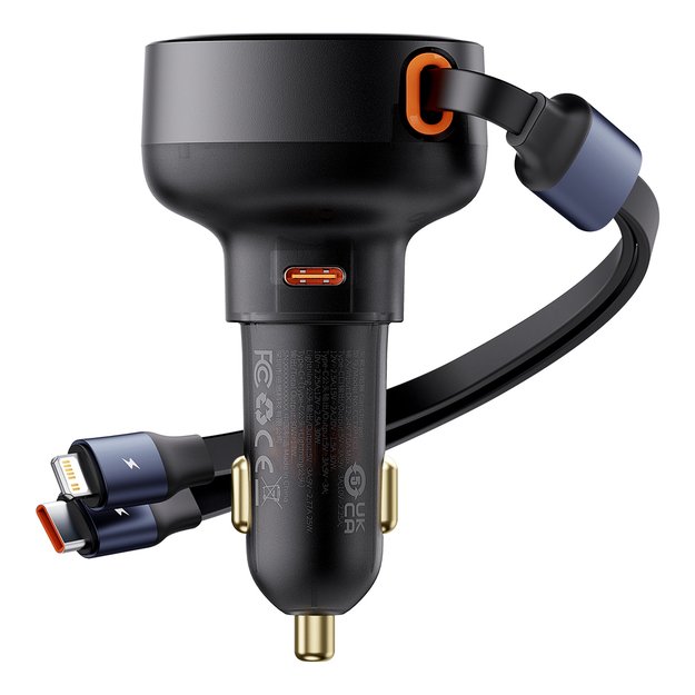 Baseus Enjoyment USB-C car charger with USB-C / Lightning 60W cable - black 1