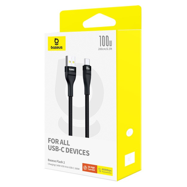 Baseus Flash 2 USB-A / USB-C cable 100W 2 m - black 6