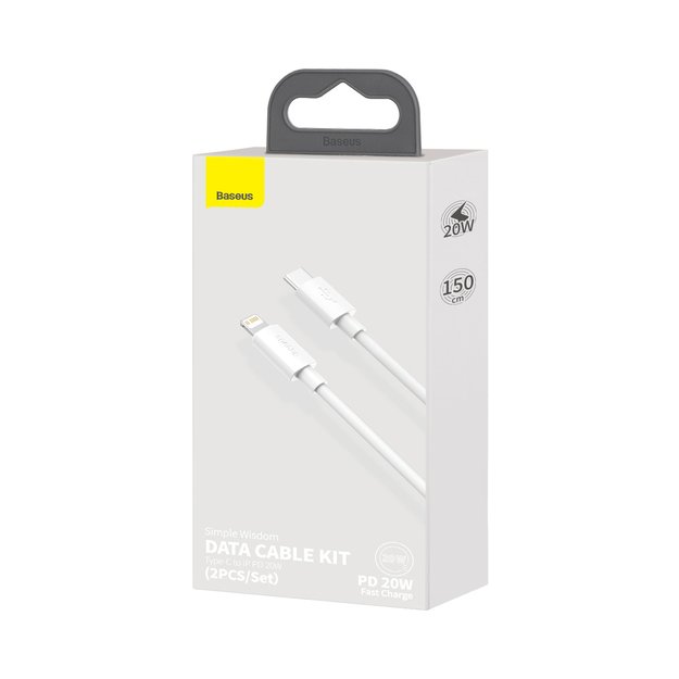 Baseus Simple Wisdom Lightning / USB-C cable 20W 1.5 m 2 pcs - white 7