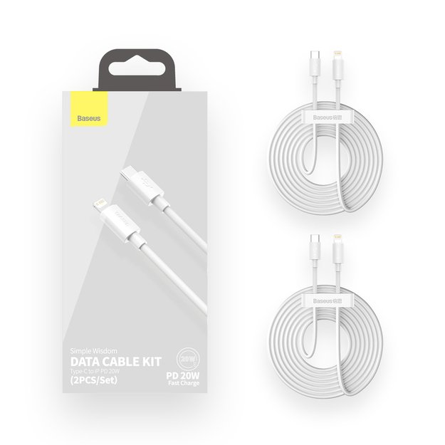 Baseus Simple Wisdom Lightning / USB-C cable 20W 1.5 m 2 pcs - white 9