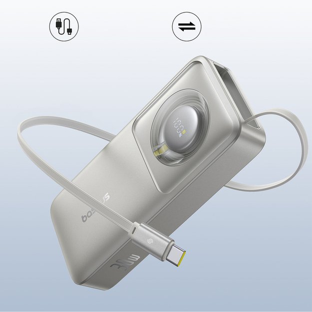 Baseus Free2Pull 10000mAh 30W powerbank with USB-C port and retractable USB-C cable - gray 5