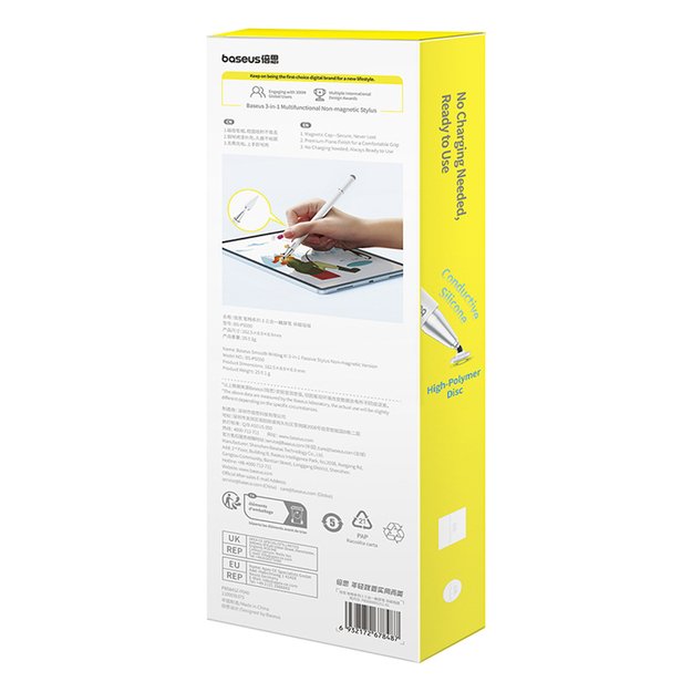 Baseus Smooth Writing III 3in1 Passive Stylus - Non-magnetic Version - White 6