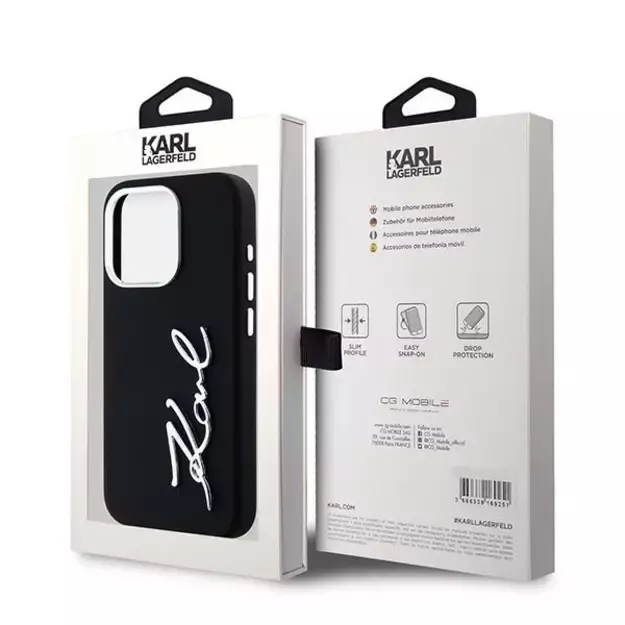 Karl Lagerfeld Silicone Metal Script Logo case for iPhone 15 Pro - black 14