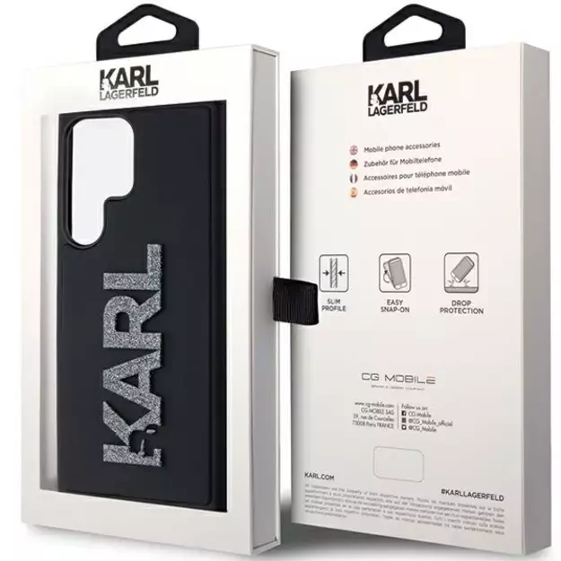 Karl Lagerfeld 3D Rubber Glitter Logo case for Samsung Galaxy S24 Ultra - black 12