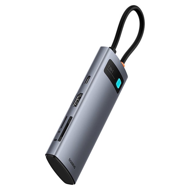 Baseus Metal Gleam 7in1 HDMI 4K 60Hz USB-C Hub / 3x USB 3.0 / USB-C PD / SD / microSD - Gray 2