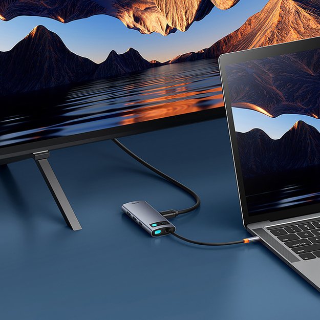 Baseus Metal Gleam 7in1 HDMI 4K 60Hz USB-C Hub / 3x USB 3.0 / USB-C PD / SD / microSD - Gray 6