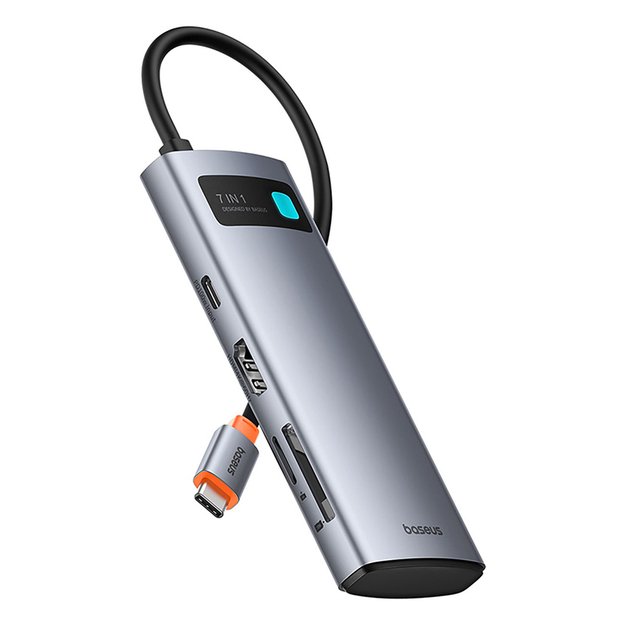 Baseus Metal Gleam 7in1 HDMI 4K 60Hz USB-C Hub / 3x USB 3.0 / USB-C PD / SD / microSD - Gray 3