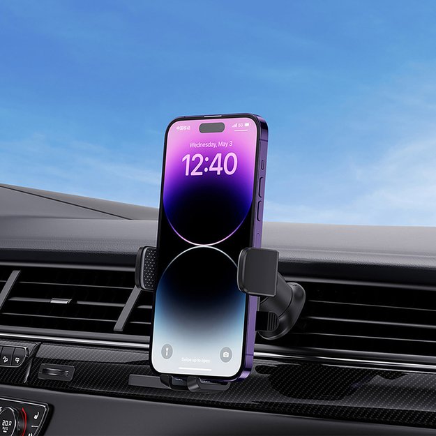 Baseus UltraControl Pro Clamp-on Car Holder with Suction Cup/Hook for Air Vent - Black 4