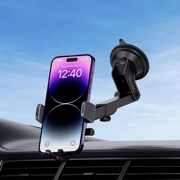 Baseus UltraControl Pro Clamp-on Car Holder with Suction Cup/Hook for Air Vent - Black 8
