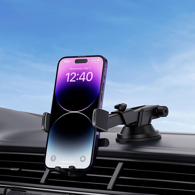 Baseus UltraControl Pro Clamp-on Car Holder with Suction Cup/Hook for Air Vent - Black 5