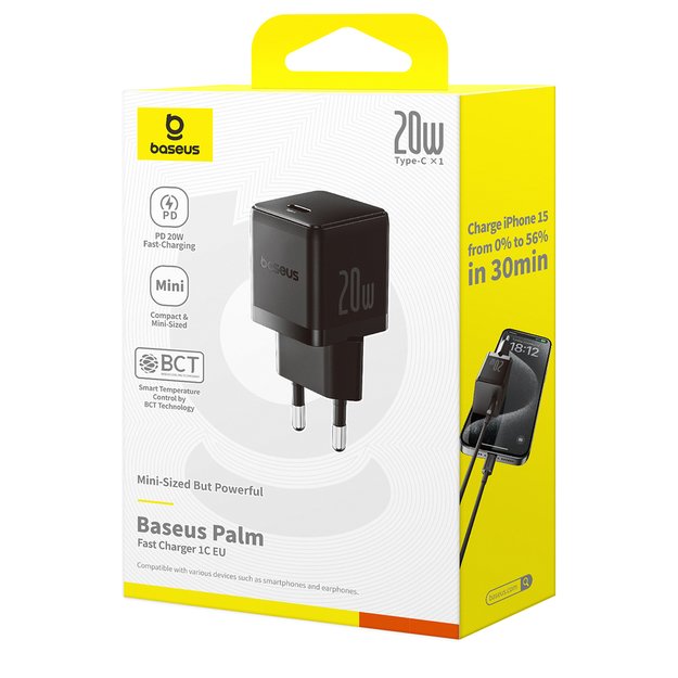 Baseus Palm 20W USB-C Wall Charger - Black 5