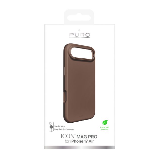 Pure Icon Mag Pro Liquid Silicone Case for iPhone 17 Air, MagSafe Compatible, with Camera Protection and Aluminum Buttons - Brown 1