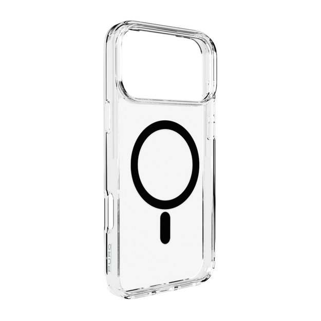 Puro Lite Mag TPU+PC Case Compatible with MagSafe for iPhone 17 Pro Max - Transparent with Black Ring