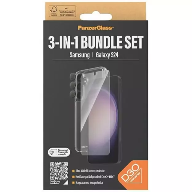 PanzerGlass Bundle 3in1 Transparent Case + Film + Camera Protector for Samsung Galaxy S24 3