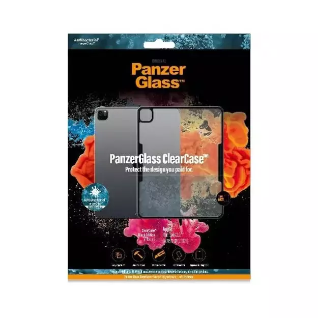 PanzerGlass ClearCase antibacterial case for iPad Pro 12.9&quot  2018 / 2020 / 2021 - transparent and black 1