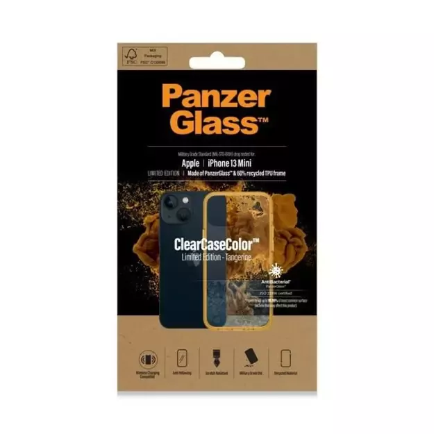 PanzerGlass ClearCase Antibacterial Military Grade Certified Case for iPhone 13 Mini - Transparent Yellow 5