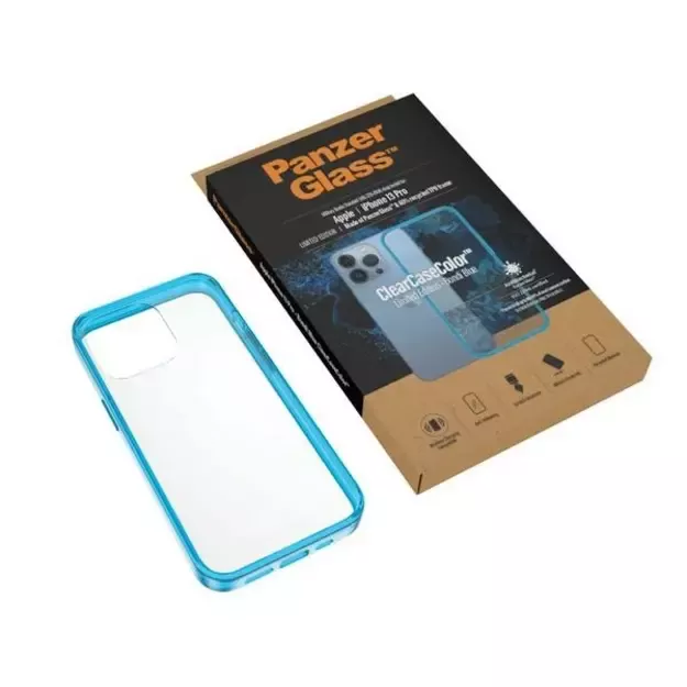 PanzerGlass ClearCase Antibacterial Military Grade Certified Case for iPhone 13 Pro - Transparent Blue 9