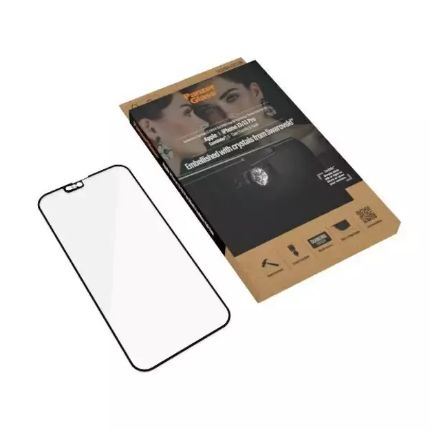 PanzerGlass E2E Microfracture Antibacterial Glass with Swarovsky Crystal Camera Cover for iPhone 13/13 Pro - With Black Frame 4