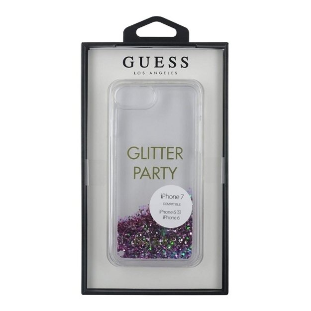 Guess GUHCP7GLUQPU iPhone 6/7/8 /SE 2020 / SE 2022 purple/purple hard case Liquid Glitter Party 4