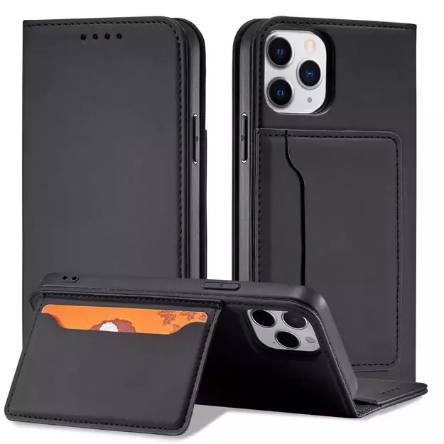 Magnet Card Case for iPhone 12 cover card wallet card stand black 13