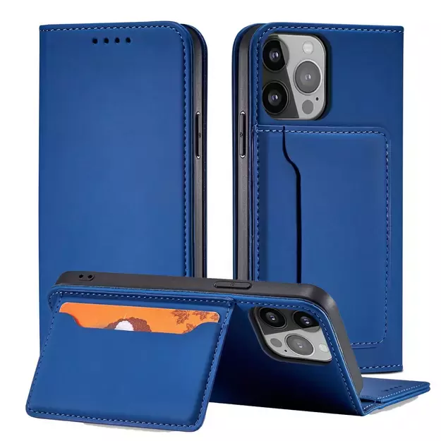 Magnet Card Case for iPhone 13 cover card wallet card stand blue 13