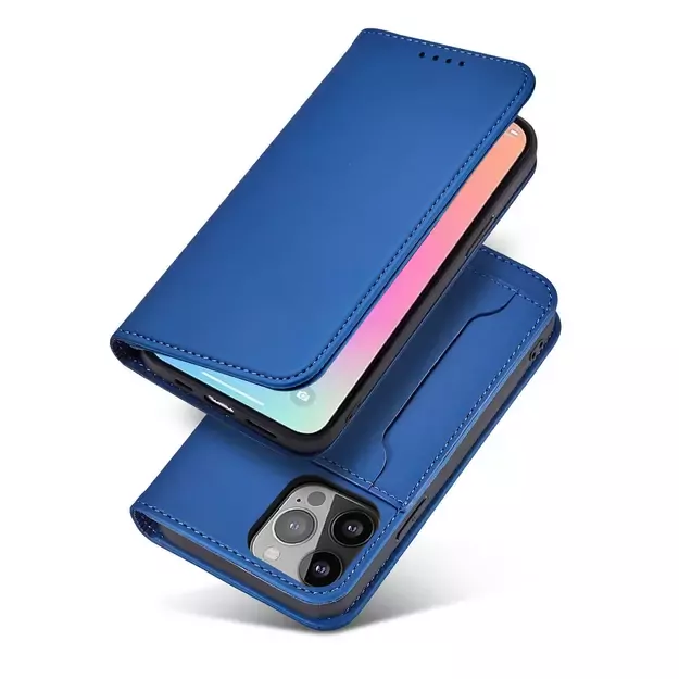 Magnet Card Case for iPhone 13 cover card wallet card stand blue 14