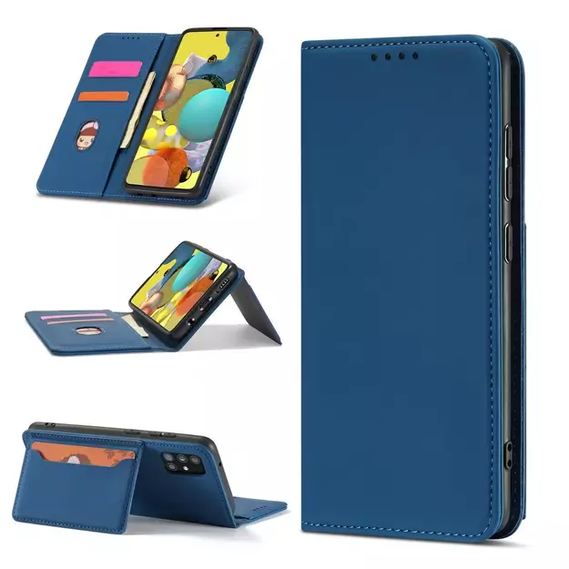 Magnet Card Case For Samsung Galaxy A12 5G Pouch Wallet Card Holder Blue 17