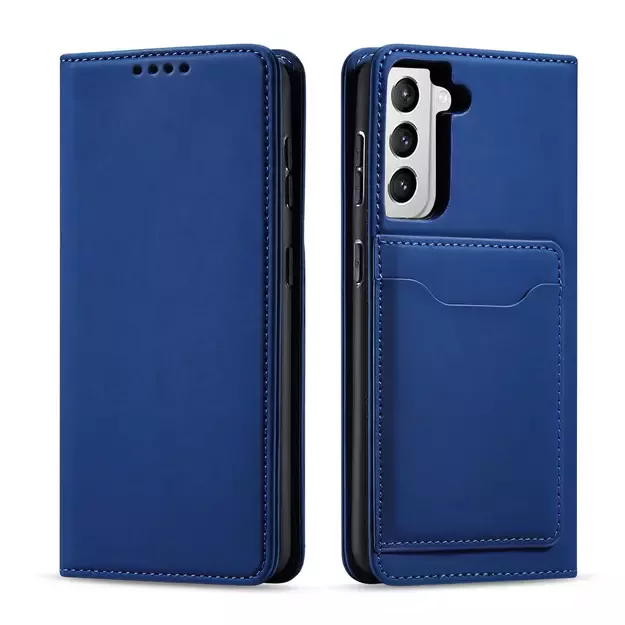 Magnet Card Case Case for Samsung Galaxy S22 + (S22 Plus) Pouch Wallet Card Holder Blue