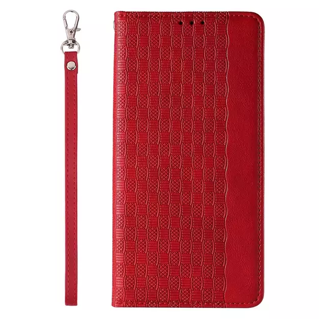 Magnet Strap Case Case for iPhone 12 Pro Max Pouch Wallet + Mini Lanyard Pendant Red 16
