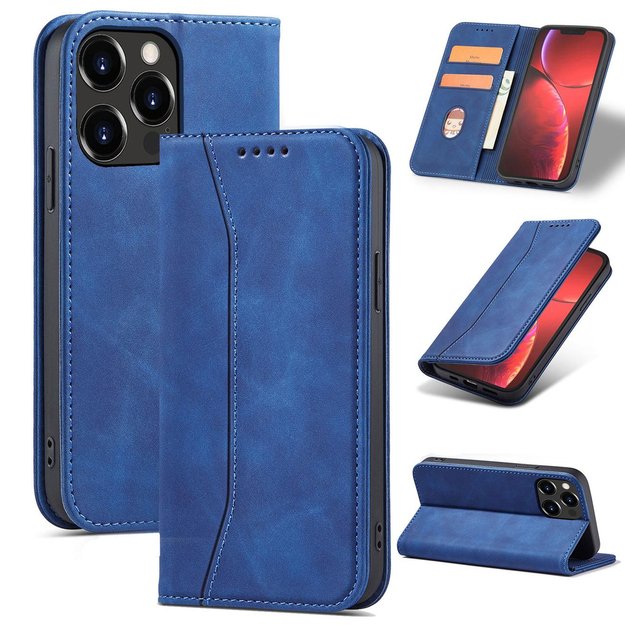 Magnet Fancy Case Case for iPhone 13 Pro Pouch Card Wallet Card Stand Blue 14