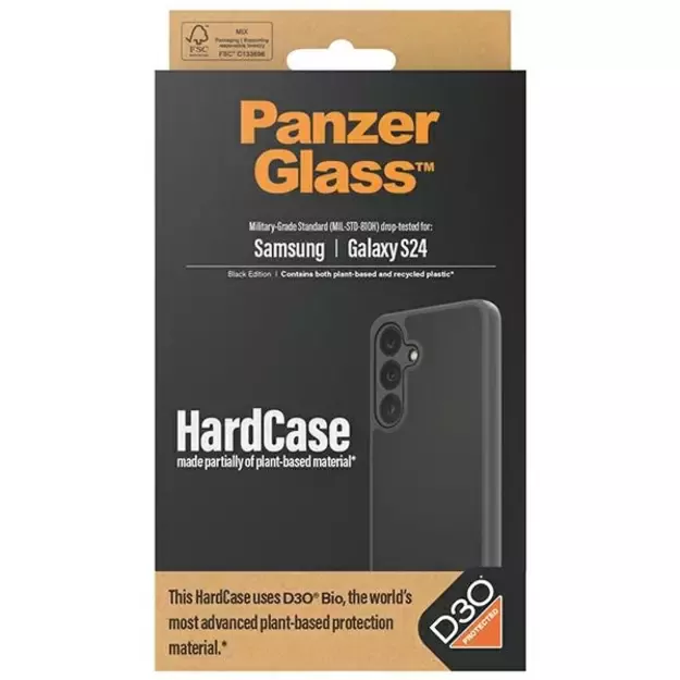 PanzerGlass HardCase with D3O® Bio and Military Grade Certification for Samsung Galaxy S24 - Transparent and Black 6