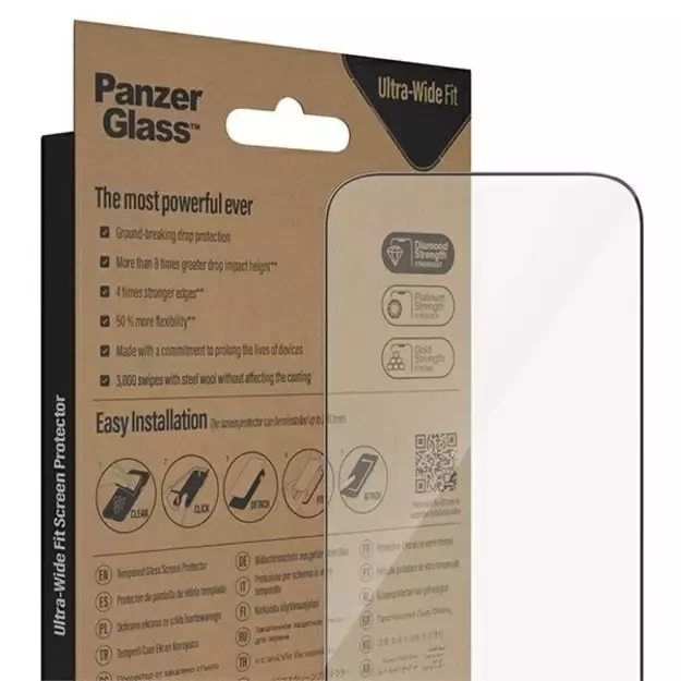 PanzerGlass Ultra-Wide Fit Antibacterial Tempered Glass with Positioner for iPhone 14 Pro 4