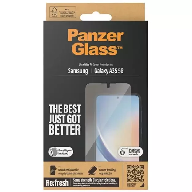 PanzerGlass Ultra-Wide Fit tempered glass with positioner for Samsung Galaxy A35 5G 6