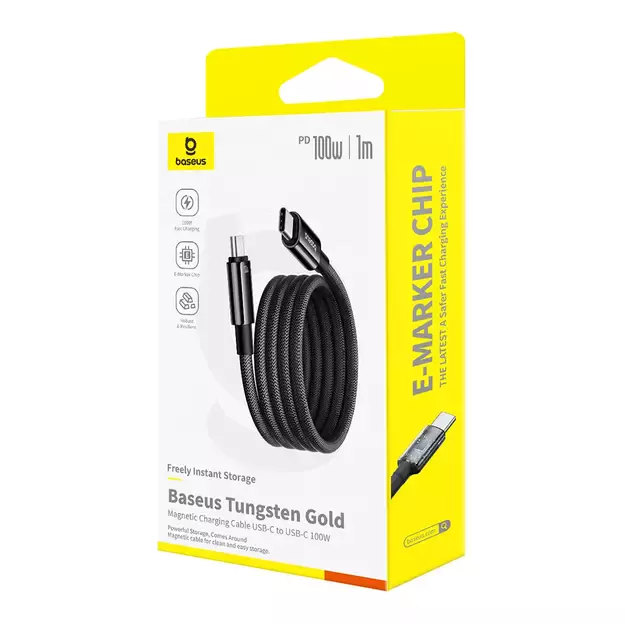 Baseus Tungsten Gold magnetic USB-C / USB-C cable 100W 1m - black 3